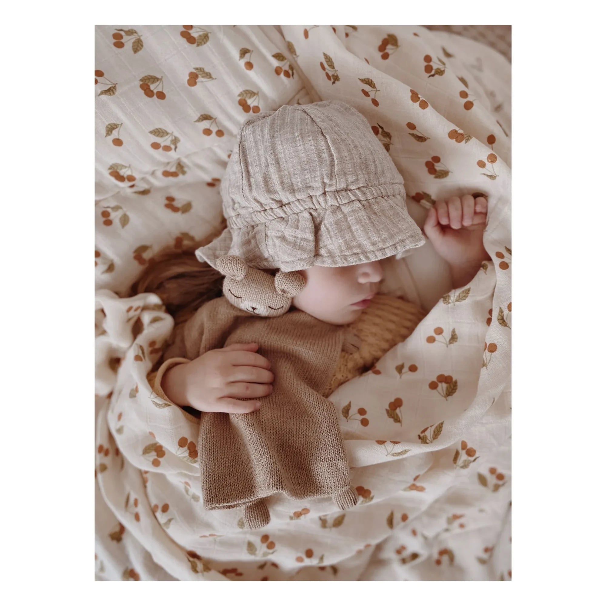 Main Sauvage - Pucktuch mit Kirschmuster | Beige