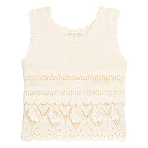 Louise Misha - Maelyse Besticktes Strickoberteil | Creme
