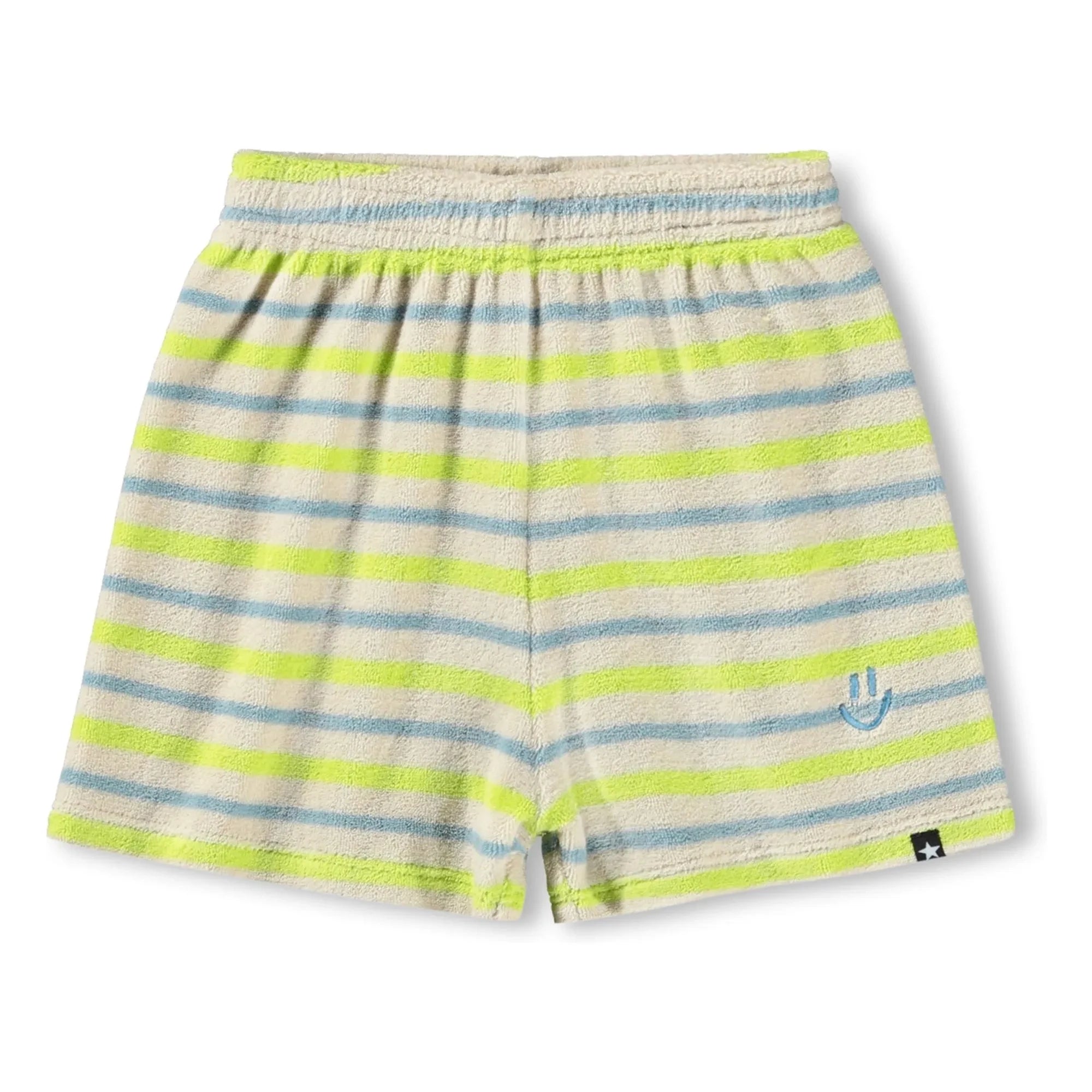 Molo - Gestreifte Bio-Baumwoll-Shorts | Cremeweiß
