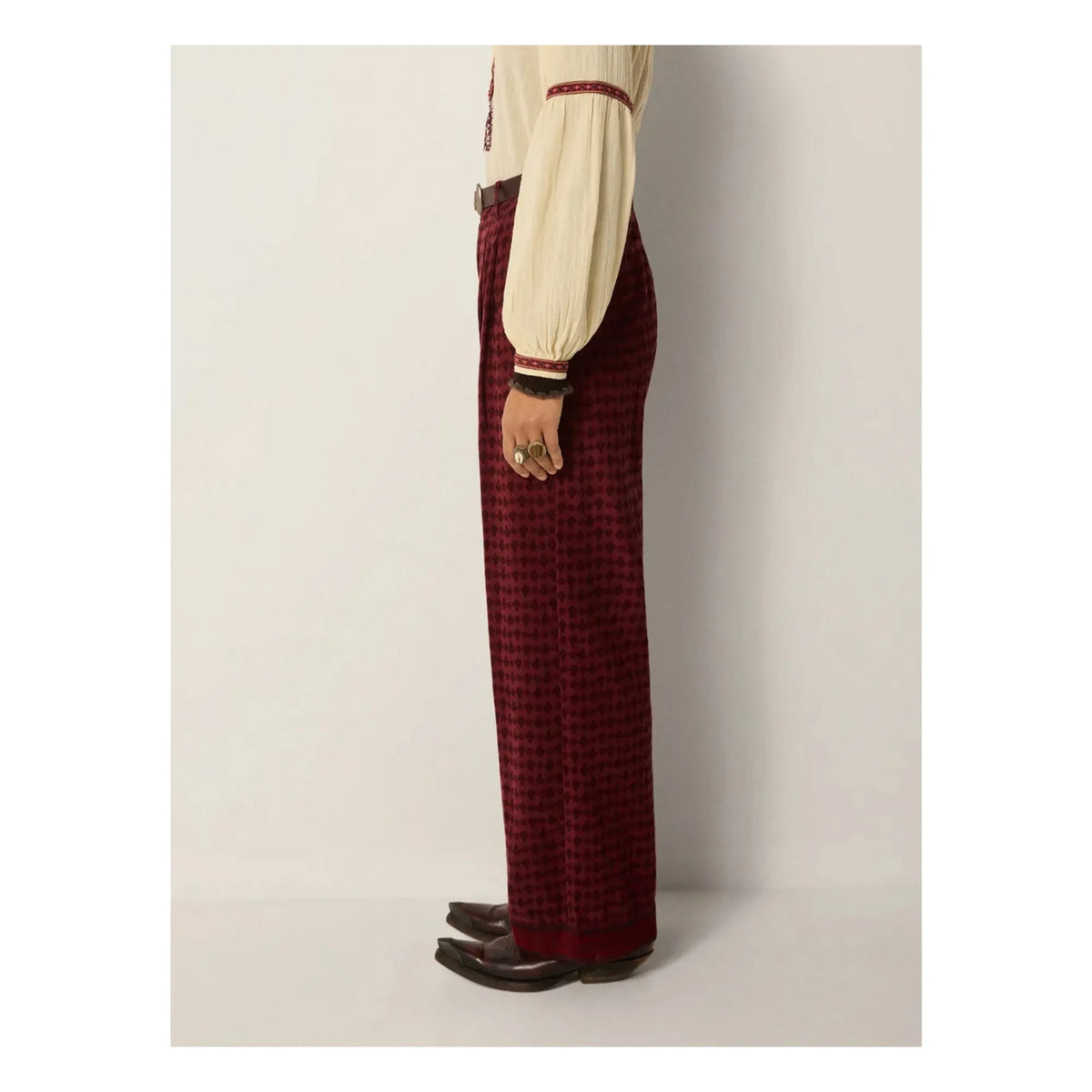 Maison Hotel - Paco Chateau Kadife Pantolon | Bordo