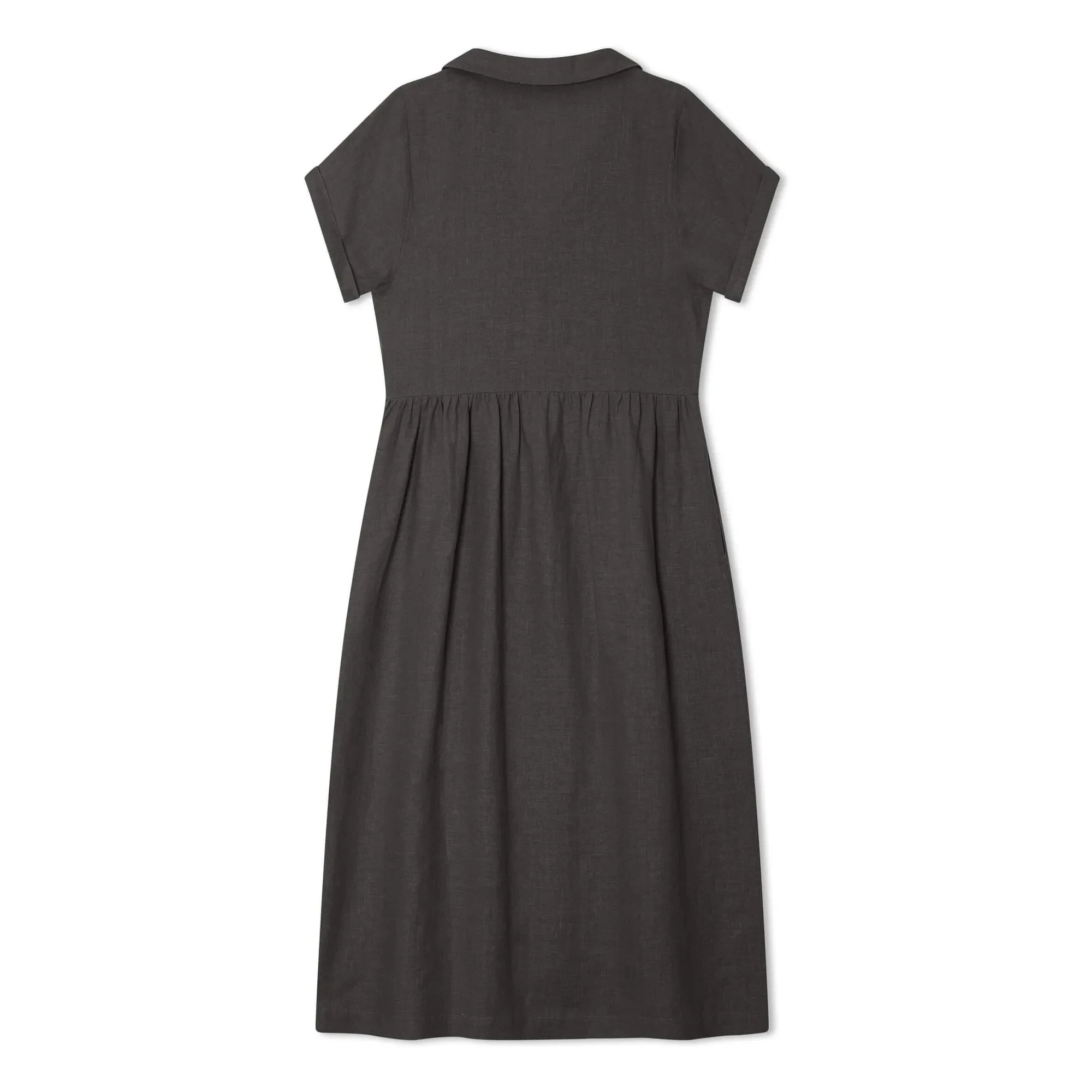 Matona – Leinen Mi-Long Hemdblusenkleid | Schwarz