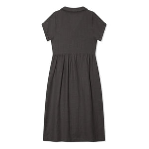 Matona – Leinen Mi-Long Hemdblusenkleid | Schwarz