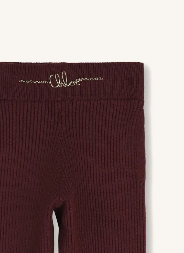 Chloé - Organik pamuk örgü pantolon | Plum