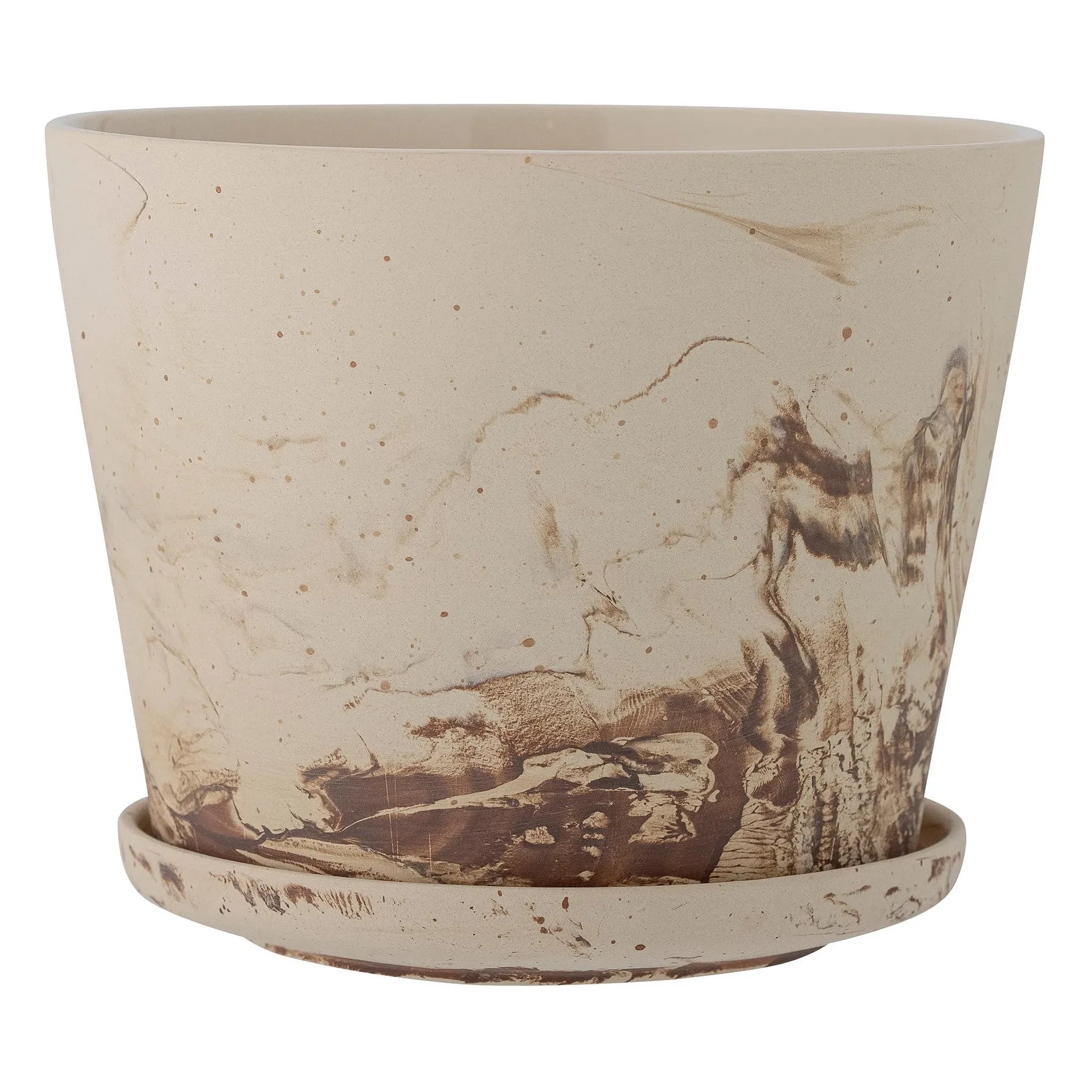 Bloomingville - Blumentopf mit Marmoreffekt Stacy | Braun