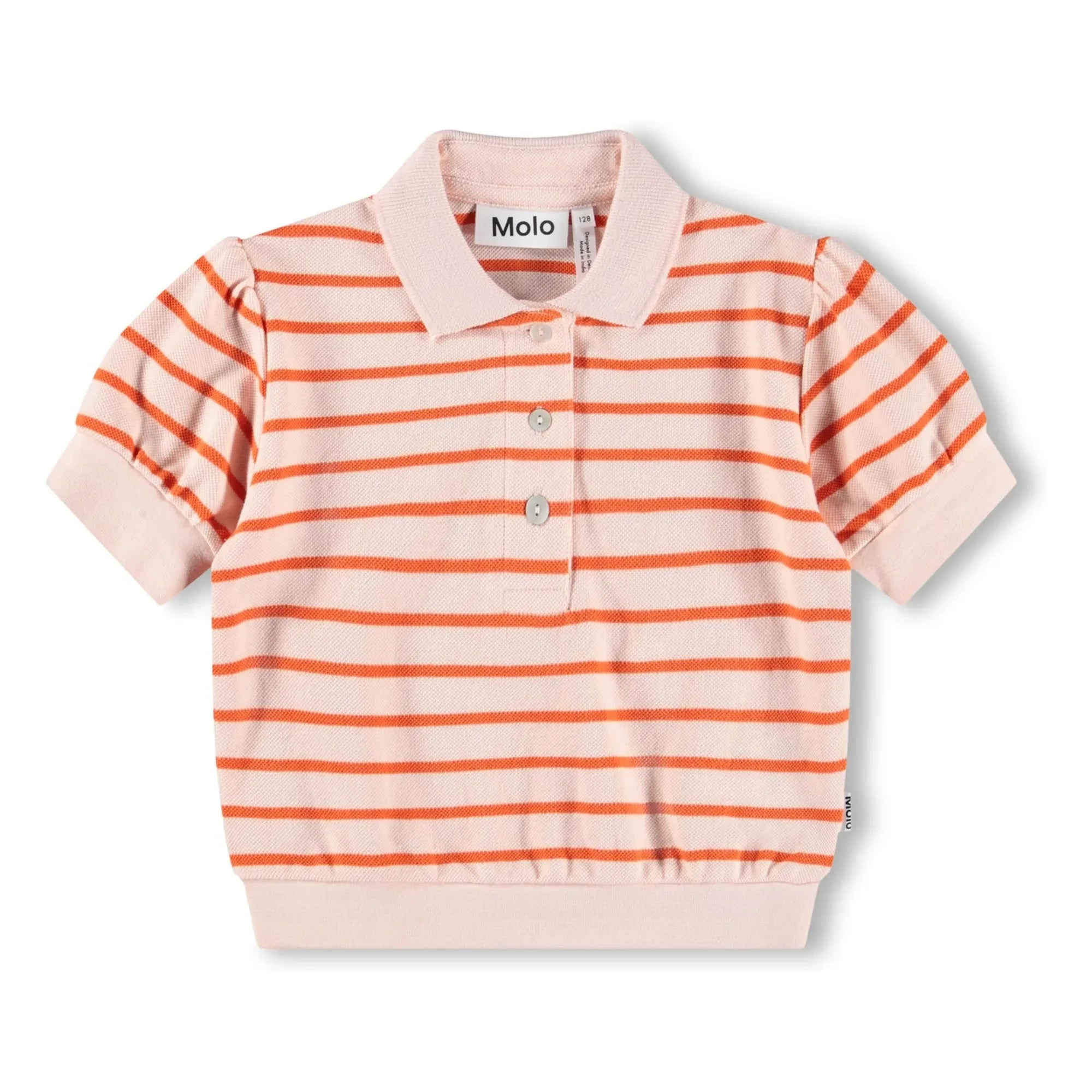 Molo - Raki Gestreiftes Bio-Baumwolle Polo-Shirt | Hellrosa