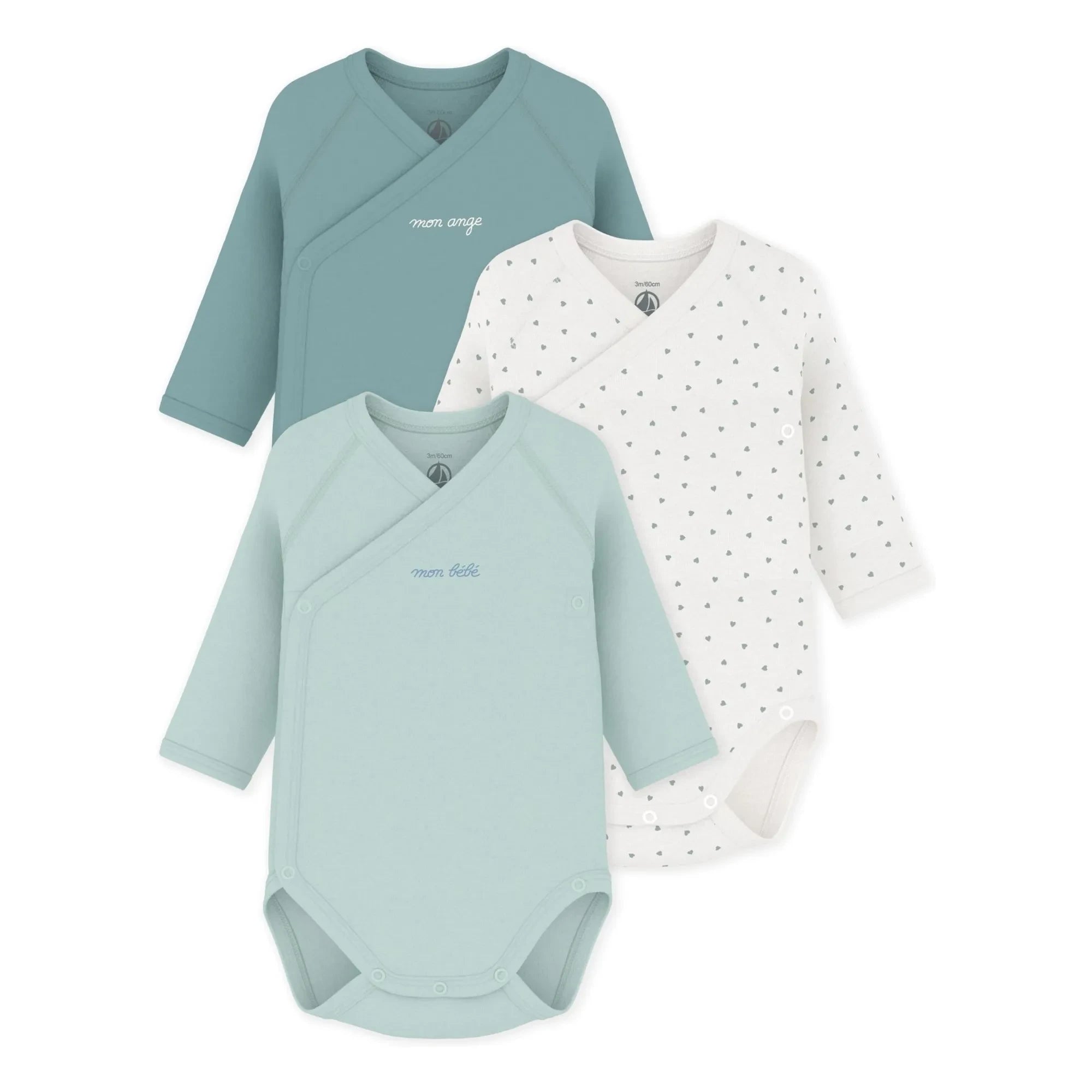 Petit Bateau - 3'lü Set Mon Bébé Organik Pamuklu Body | Yeşil