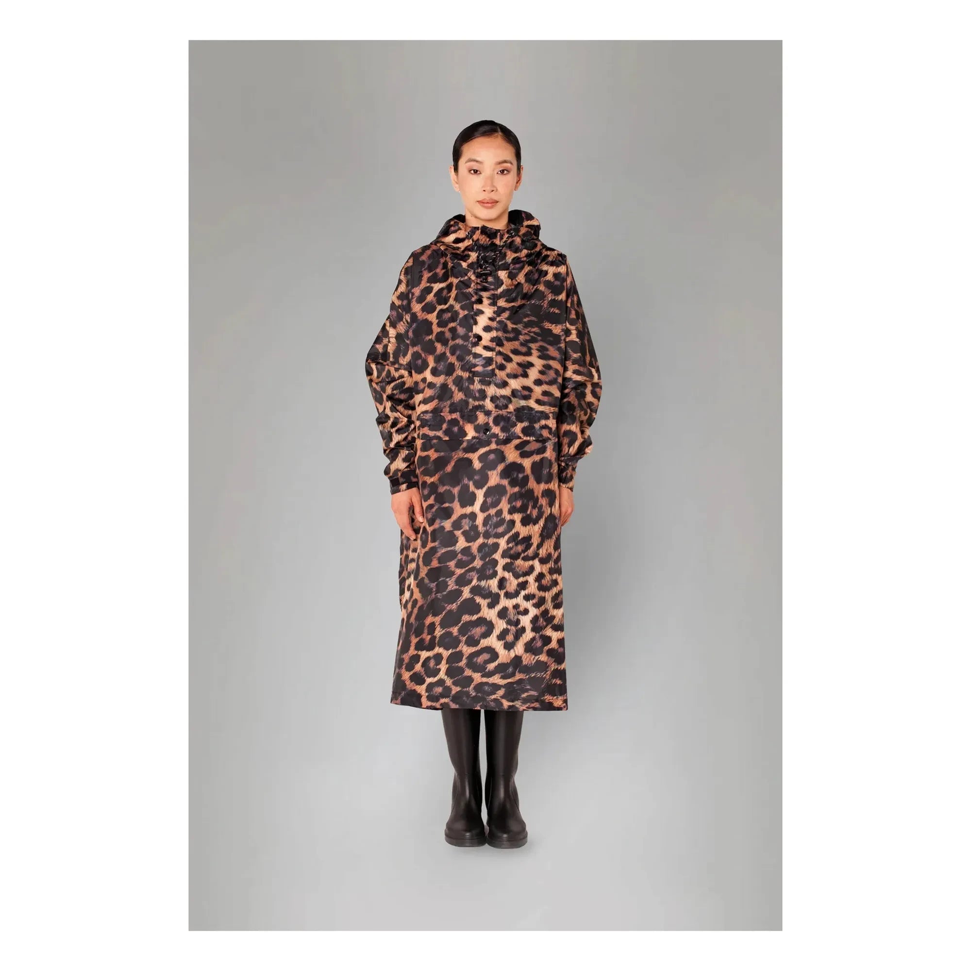 Rainkiss - Dunkler Leopard Wasserdichter Poncho - Damenkollektion | Braun