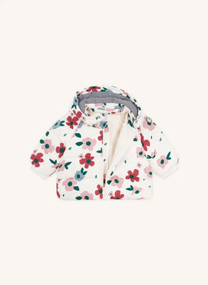 Petit Bateau - Bebek Çiçek Desenli Şişme Mont | Ecru