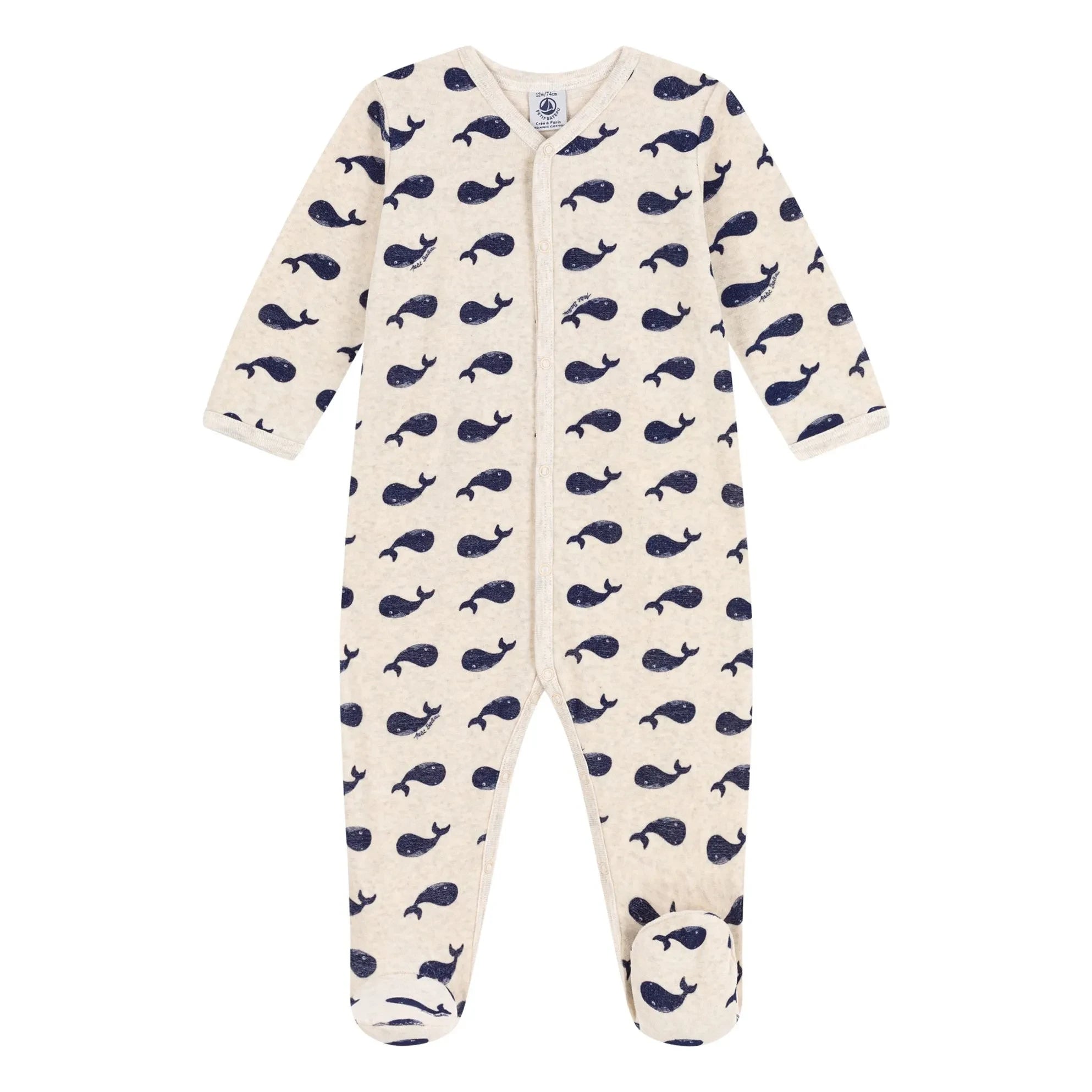 Petit Bateau - Dors Bien Velours Baleine Schlafanzug | Grau Meliert