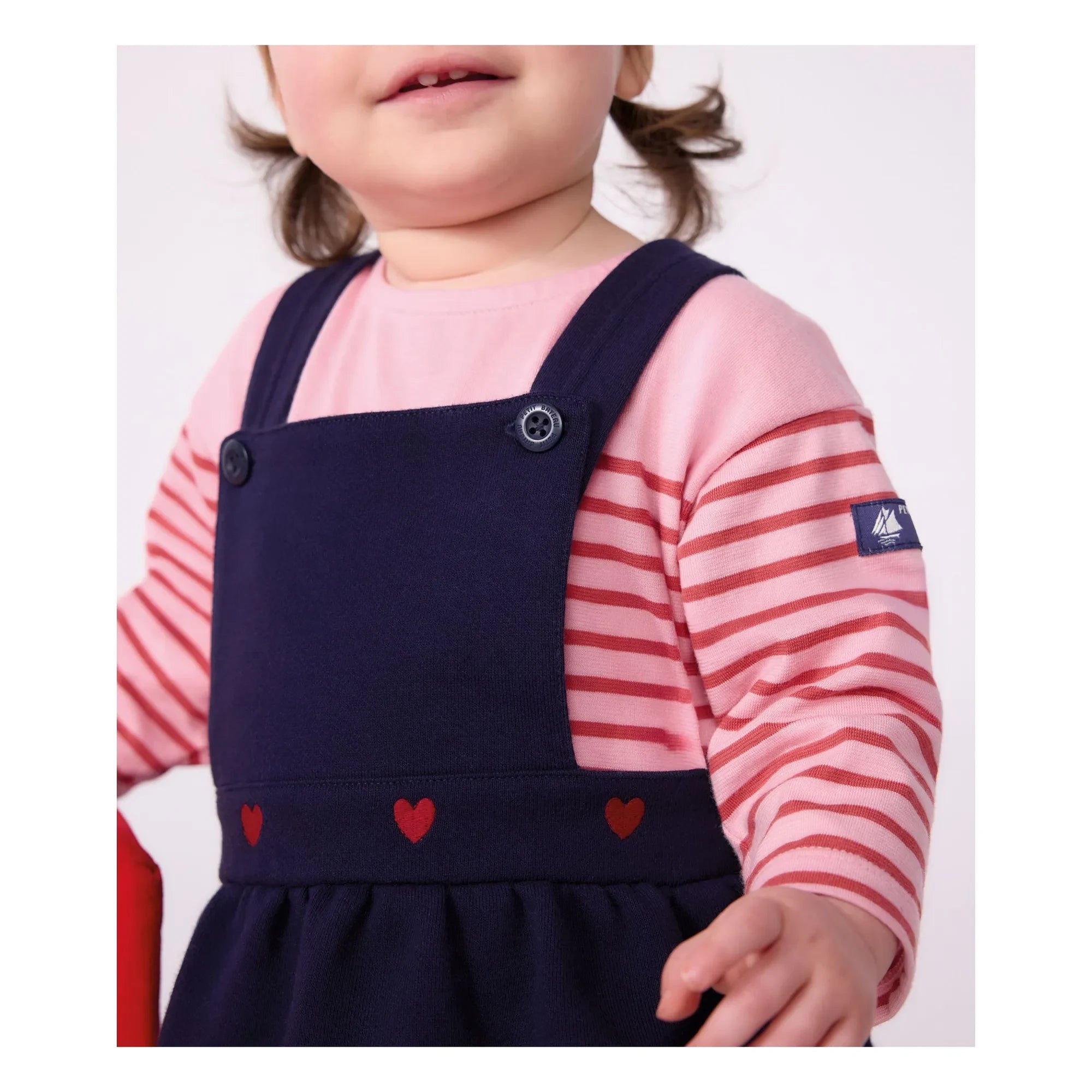Petit Bateau - Düz Marinière Tişört Organik Pamuk Bebek | Pembe