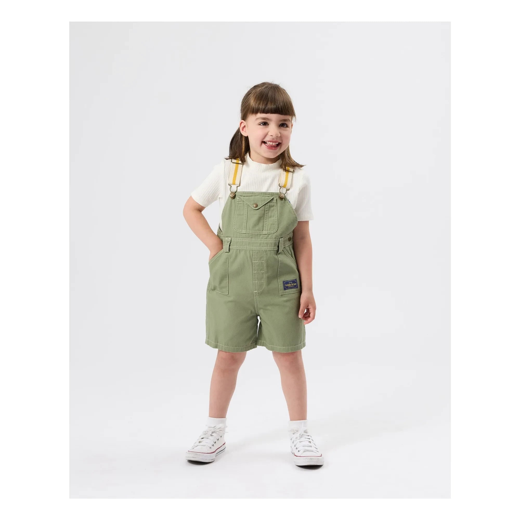 Goldie + Ace - Kurzer Arbeits-Overall | Khaki