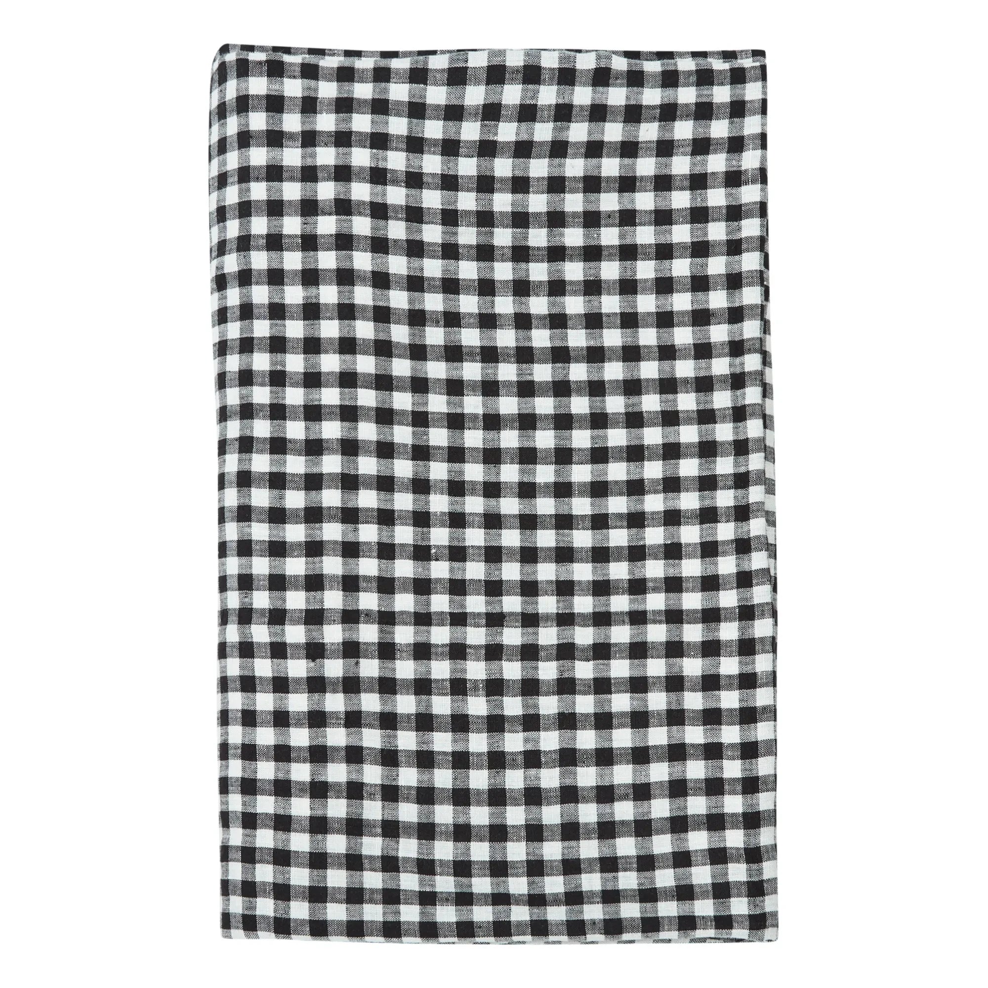 Gabrielle Paris - Gingham-Gewaschene Leinen-Tischdecke | Schwarz
