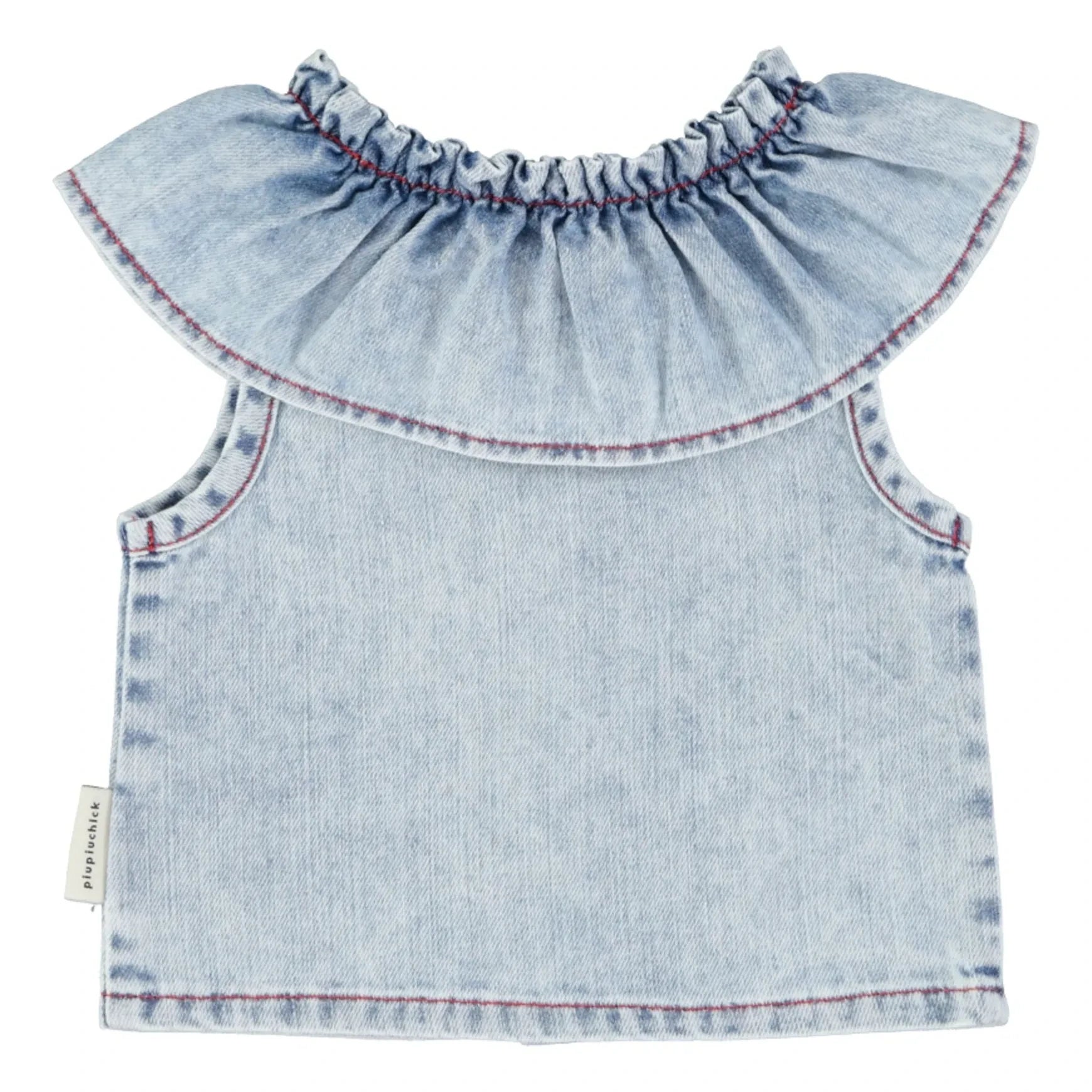 Piupiuchick - Ärmellose Etoile Denim Bluse | Gewaschenes Blau
