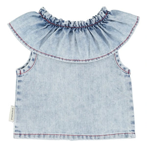 Piupiuchick - Ärmellose Etoile Denim Bluse | Gewaschenes Blau