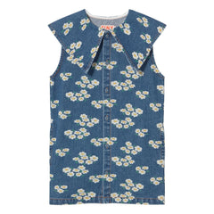 Tinycottons - Jeans-Oversize-Kleid mit Gänseblümchen-Kragen | Blau