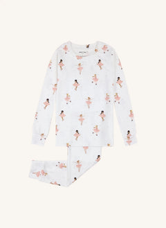 Petit Lem - Modal und Bio-Baumwolle Pyjama mit Eiskunstläufer-Motiv | Ecru