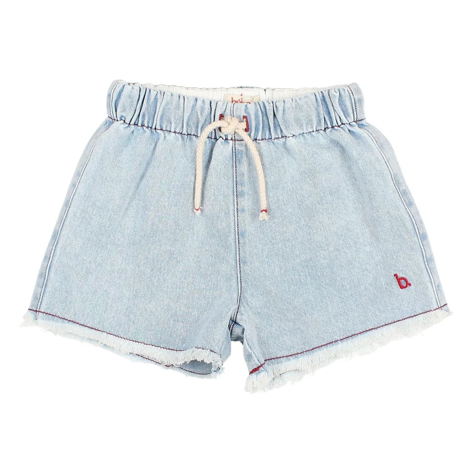 Búho - Fransige Denim-Shorts | Hellblau