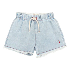 Búho - Fransige Denim-Shorts | Hellblau
