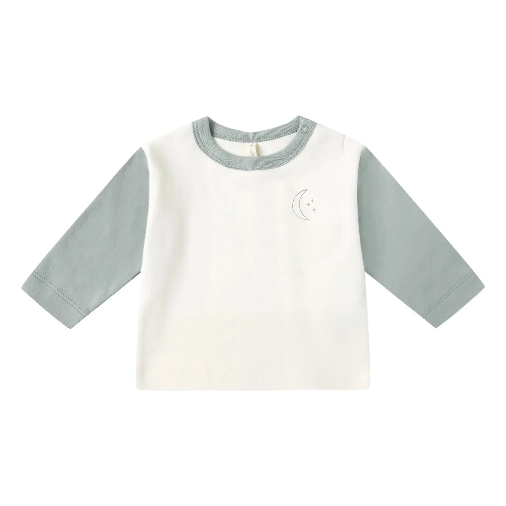 Quincy Mae - Lune Bio-Baumwoll-Raglan-T-Shirt | Grau-Blau