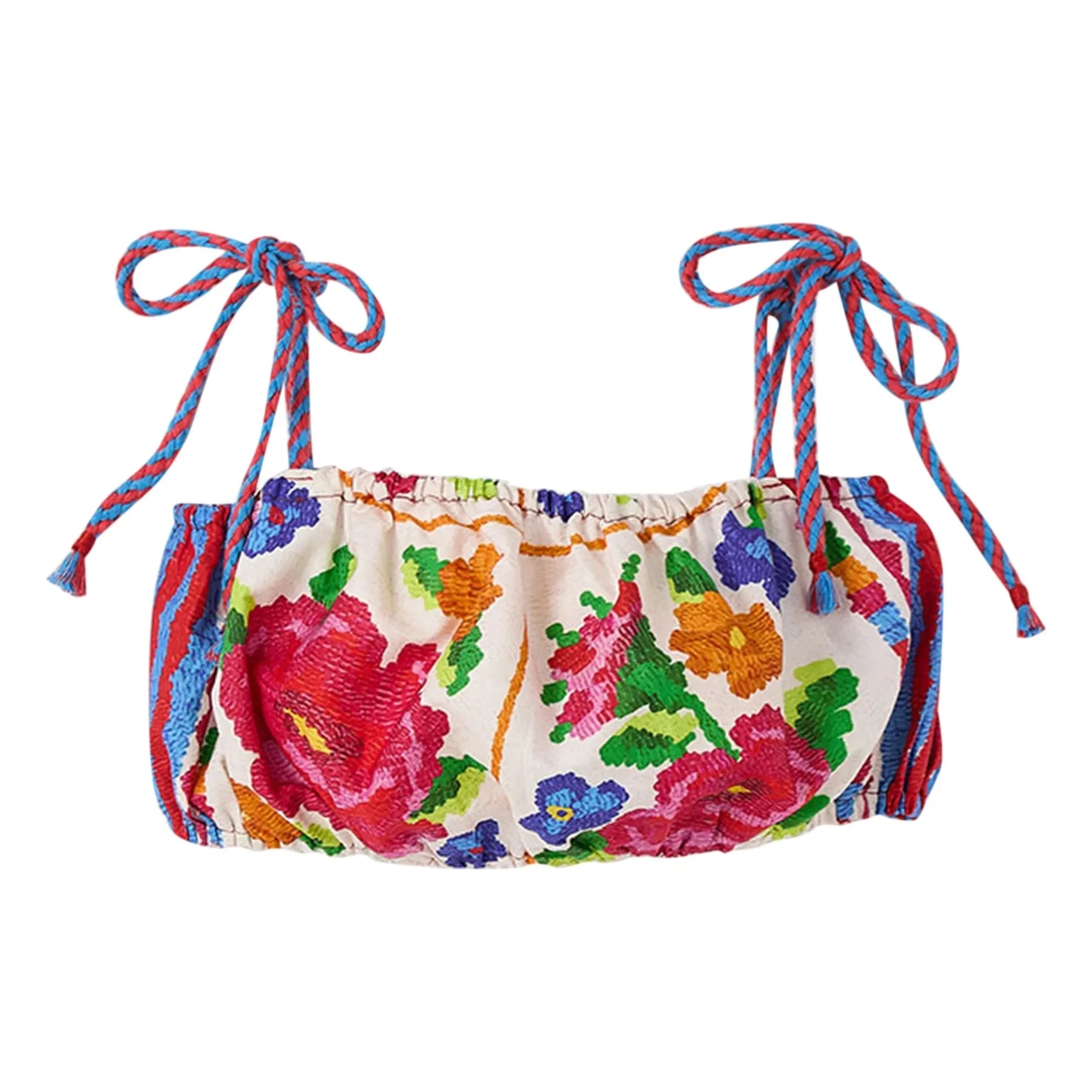 Fabula - Crop Top Blumen | Rot