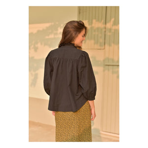 Marlot Paris - Dahlia Seersucker Bluse - Damenkollektion | Schwarz