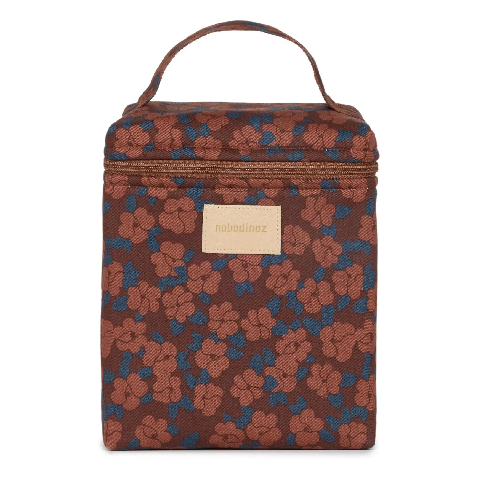 Nobodinoz – Isolierte Lunchtasche Hyde Park Maroon Poppies | Ziegelrot