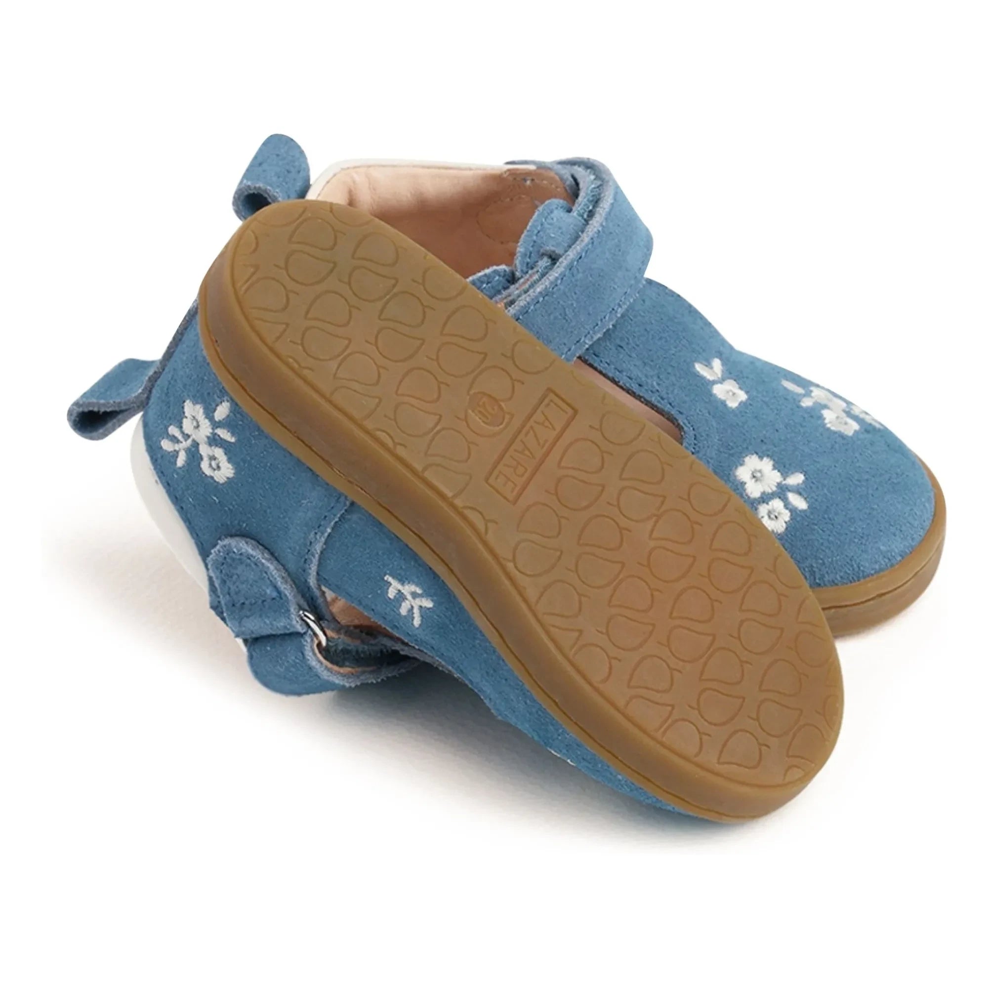 Lazare - Babies Pia Etoile Blumen Bestickt Wildleder | Denim Blau