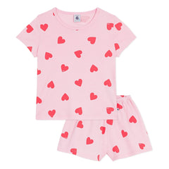 Petit Bateau - Kalp Desenli Şort Pijama | Pembe