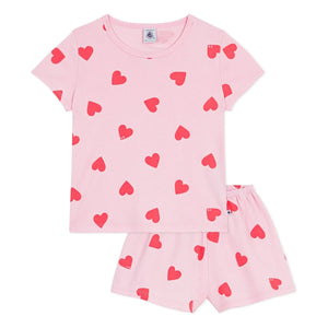 Petit Bateau - Kalp Desenli Şort Pijama | Pembe
