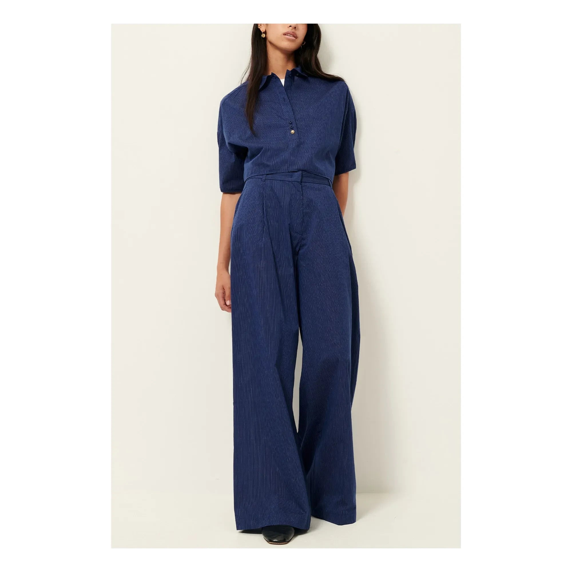 Sessùn - Hose Provencia aus gestreifter Baumwolle | Marineblau