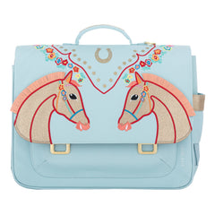 Jeune Premier - Cavalerie Midi-Handtasche mit Blumenmuster | Hellblau