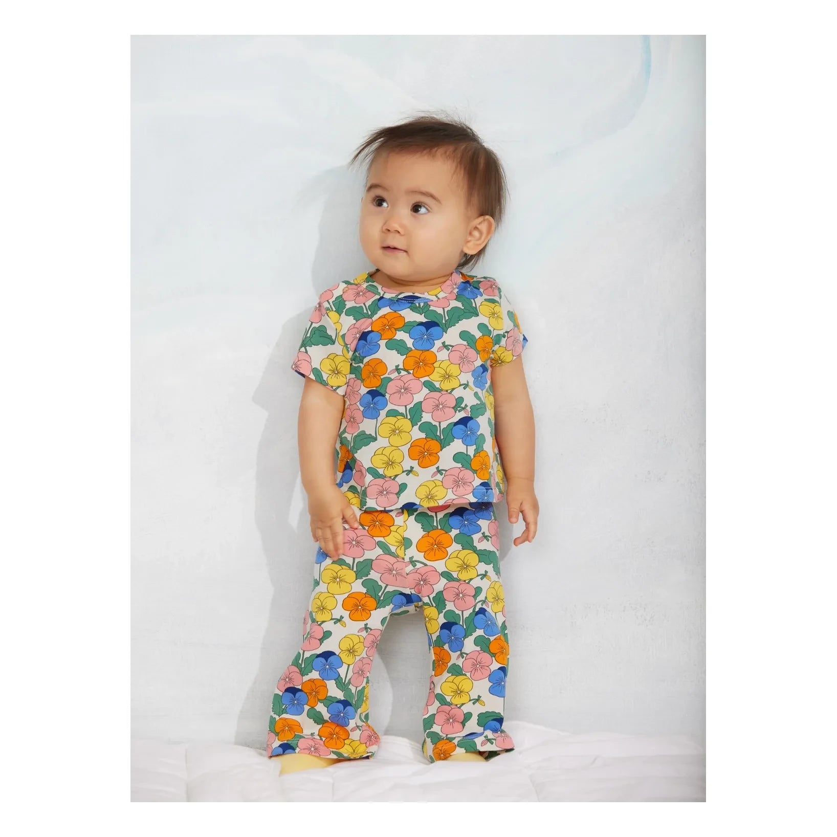 Mini Rodini - Organik Pamuklu İspanyol Paça Pantolon | Ekru