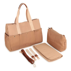 Chloé – Wickeltasche mit Logoprint | Beige-Rosa