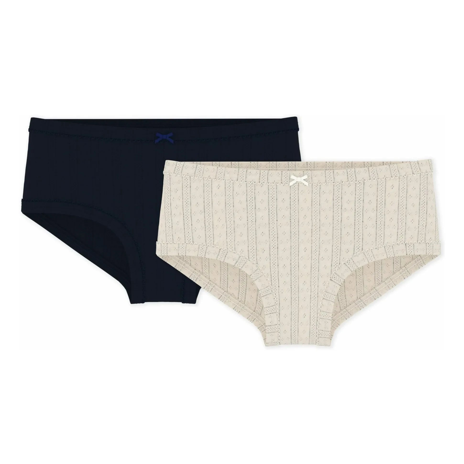 Petit Bateau - 2er-Set High-Waist-Slips mit Lochmuster | Ecru