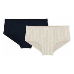 Petit Bateau - 2er-Set High-Waist-Slips mit Lochmuster | Ecru