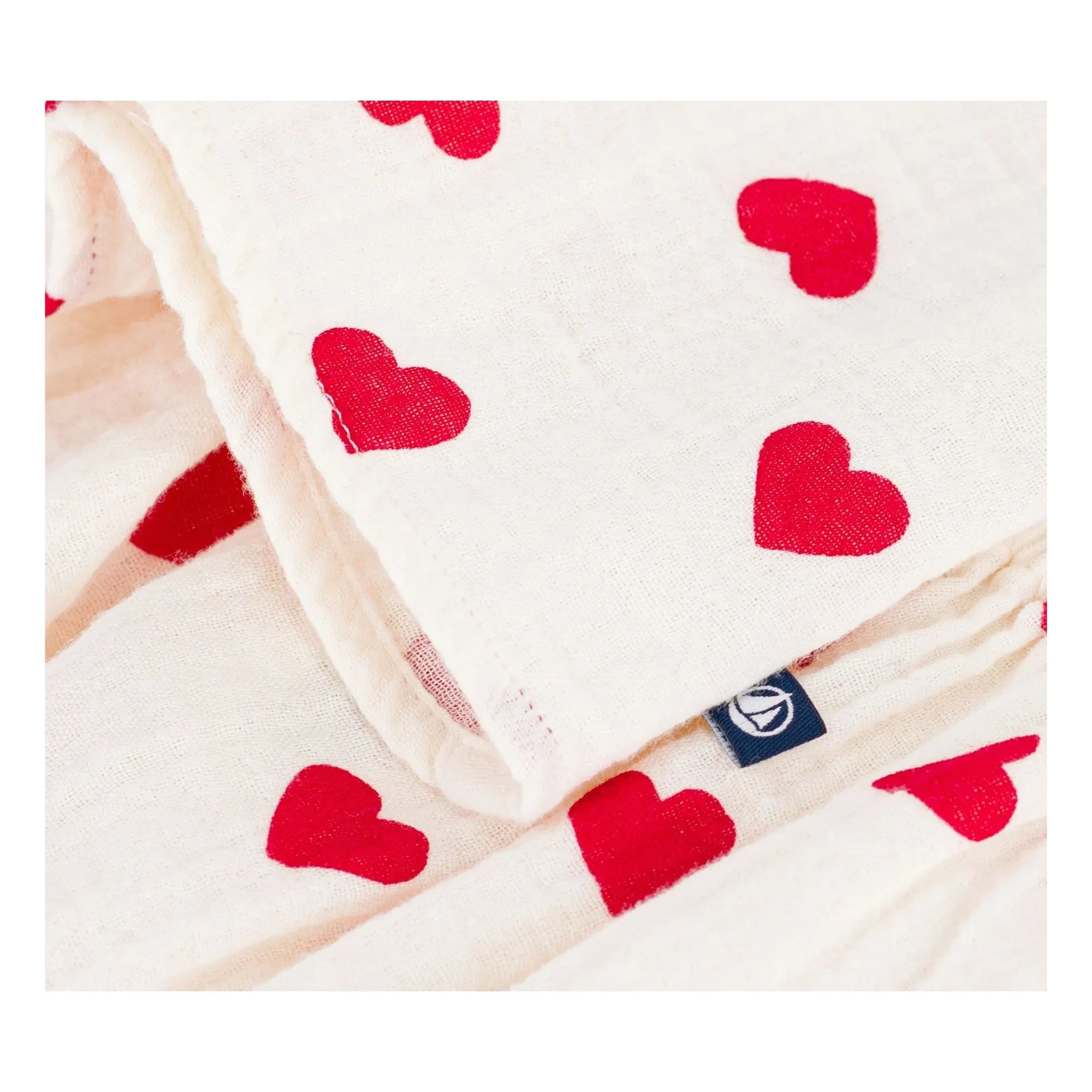Petit Bateau - Gaze-Kleid mit Herz-Print aus Bio-Baumwolle und Bloomer-Set | Ecru