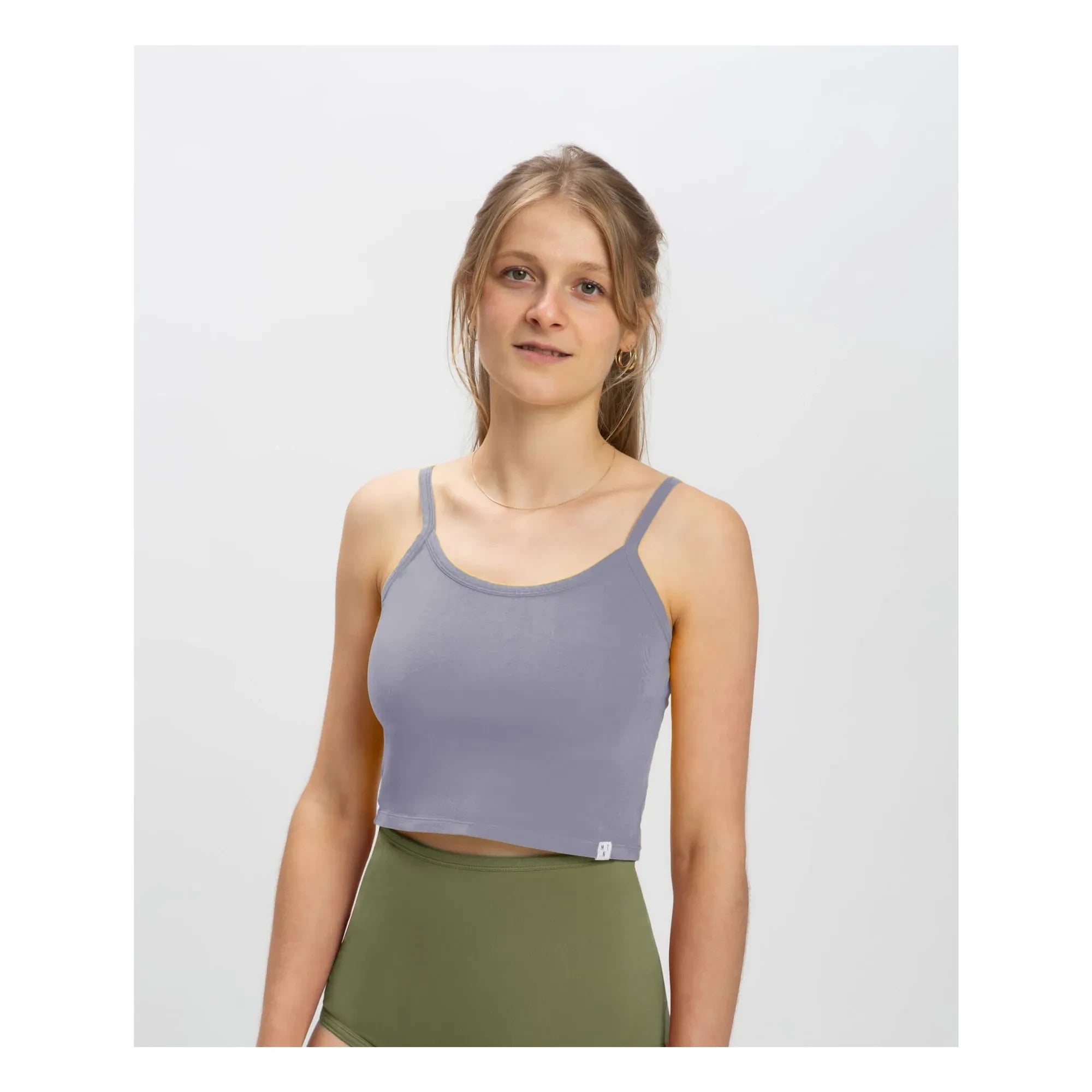 Matona - Bio-Baumwolle Crop Top | Grau-blau