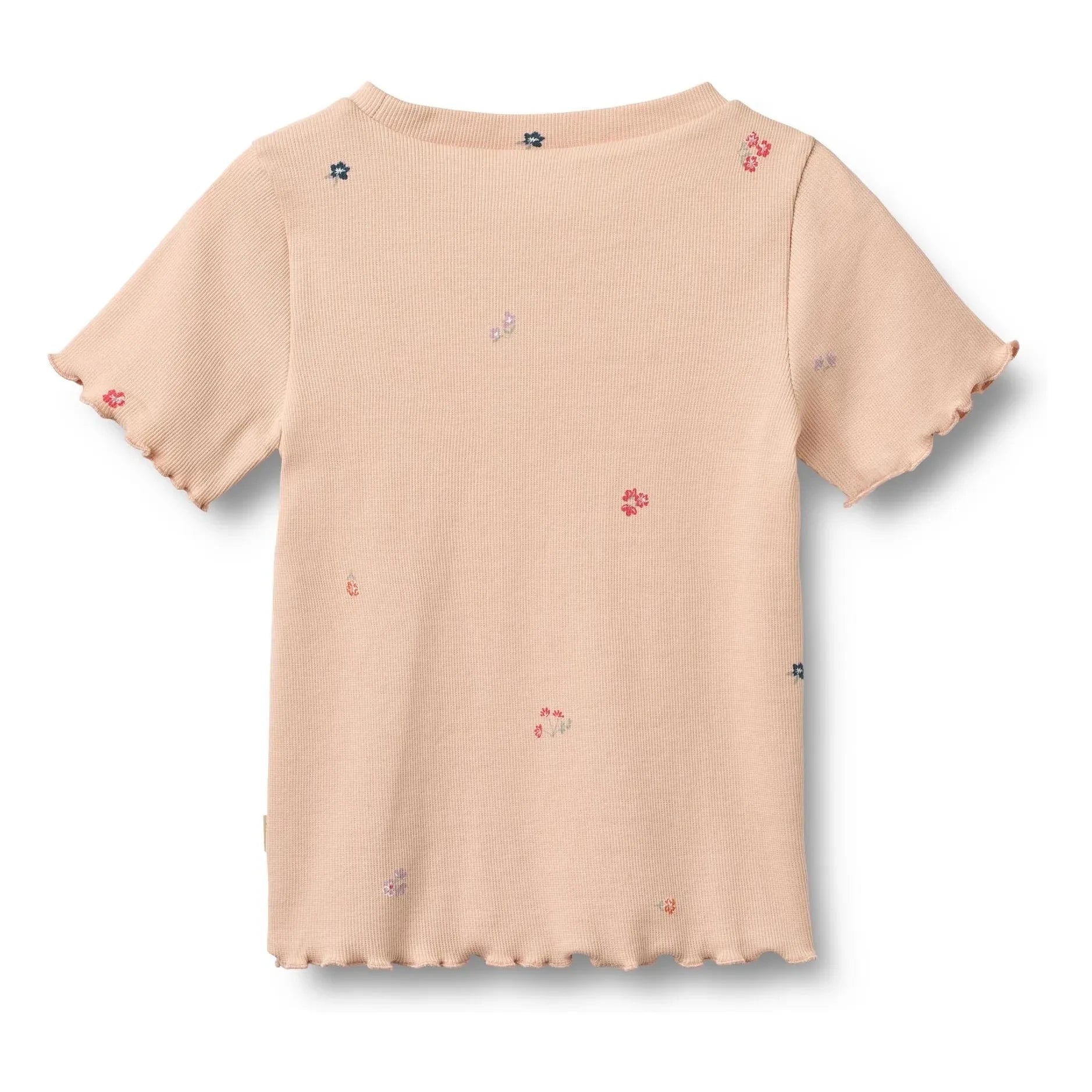 Wheat – Alicia Geripptes T-Shirt Bio-Baumwolle Blumen | Pfirsich