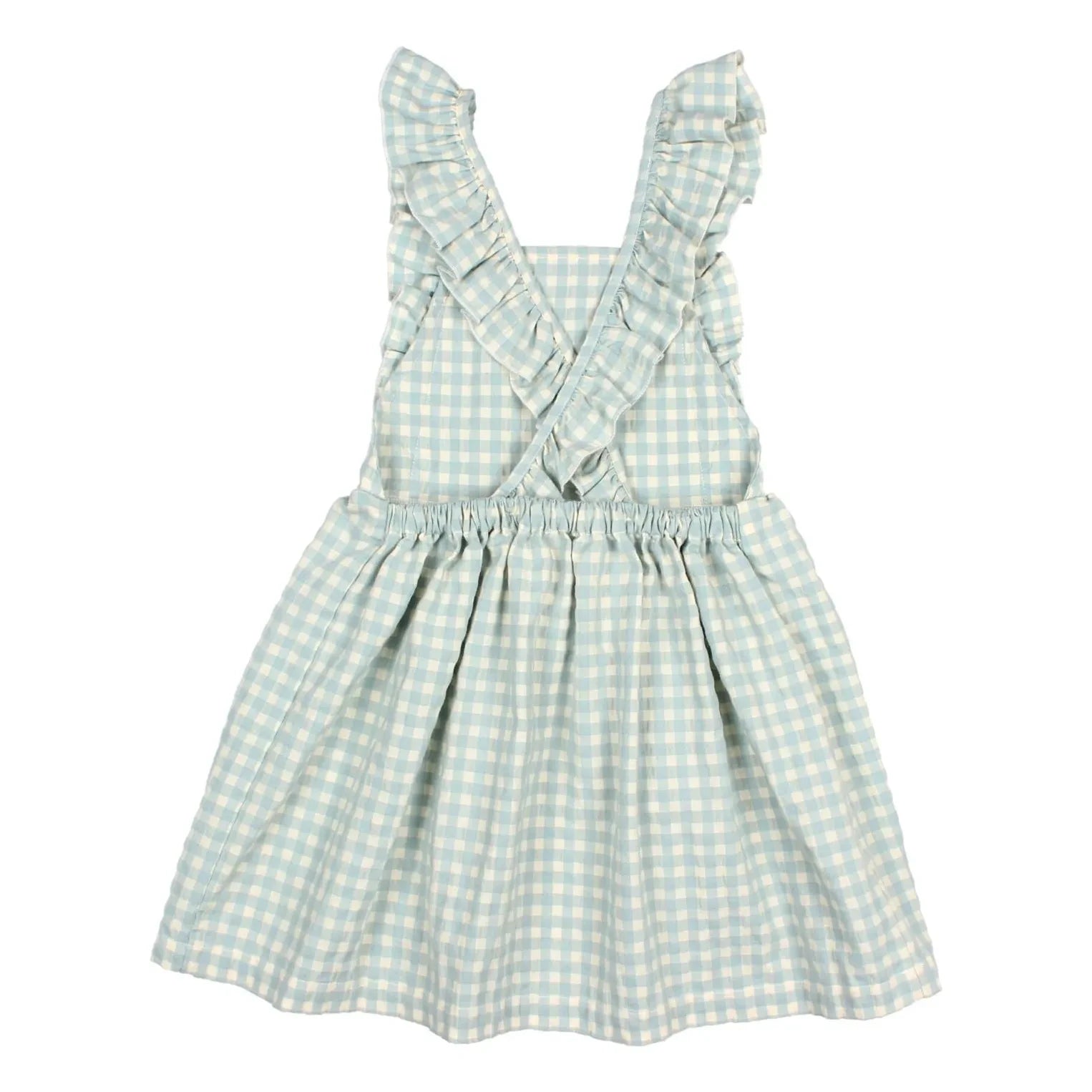 Búho – Gingham-Kleid aus Bio-Seersucker-Baumwolle | Aqua