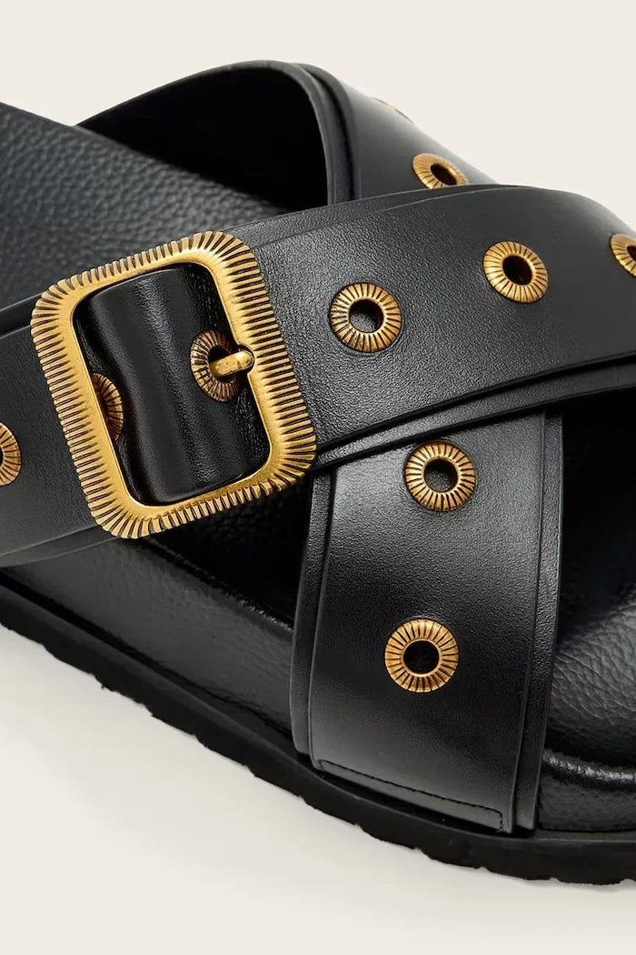 AllSaints deri düz tabanlı Suki Western Sandal