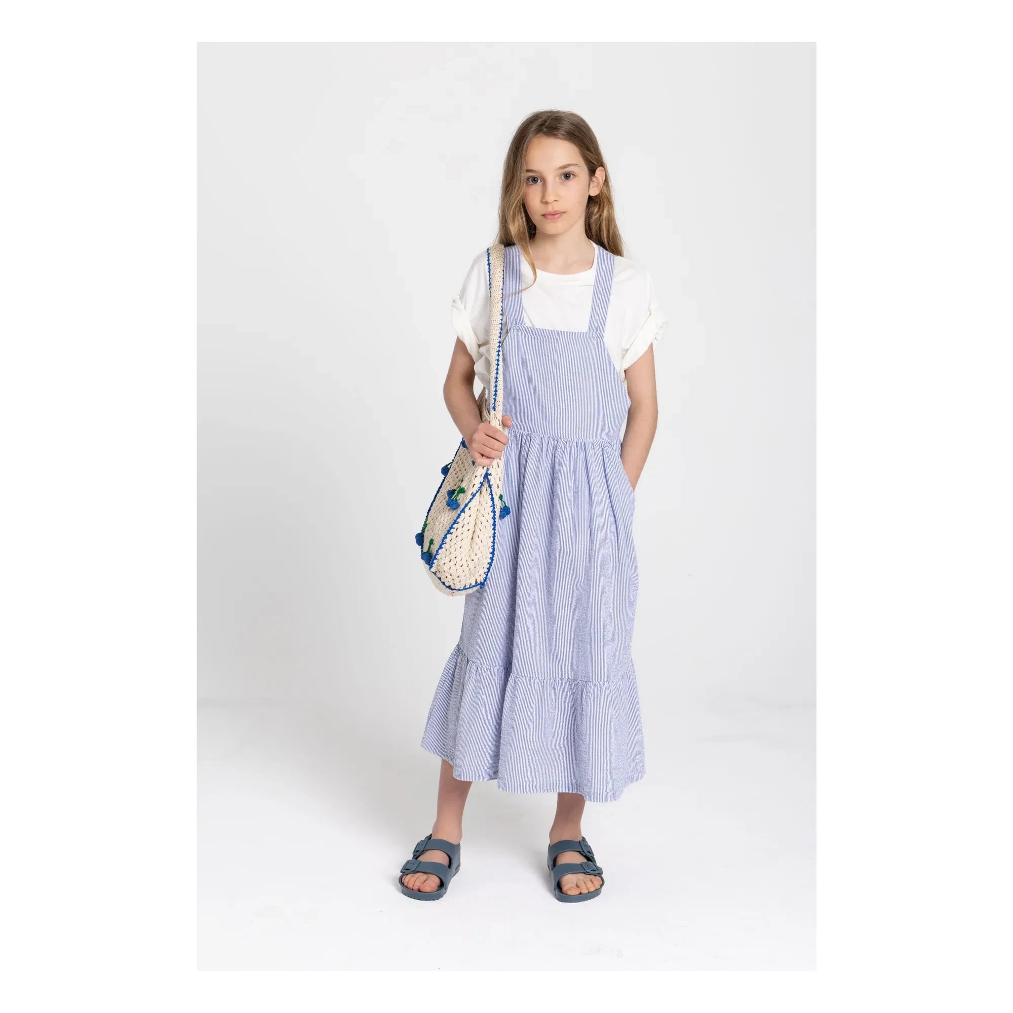 Smallable Kid - Pia Gestreiftes Latzkleid | Königsblau