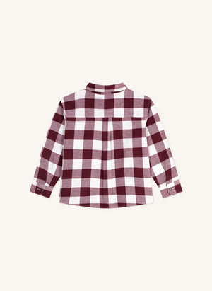 Petit Bateau - Organik Pamuklu Ekose Gömlek | Bordo