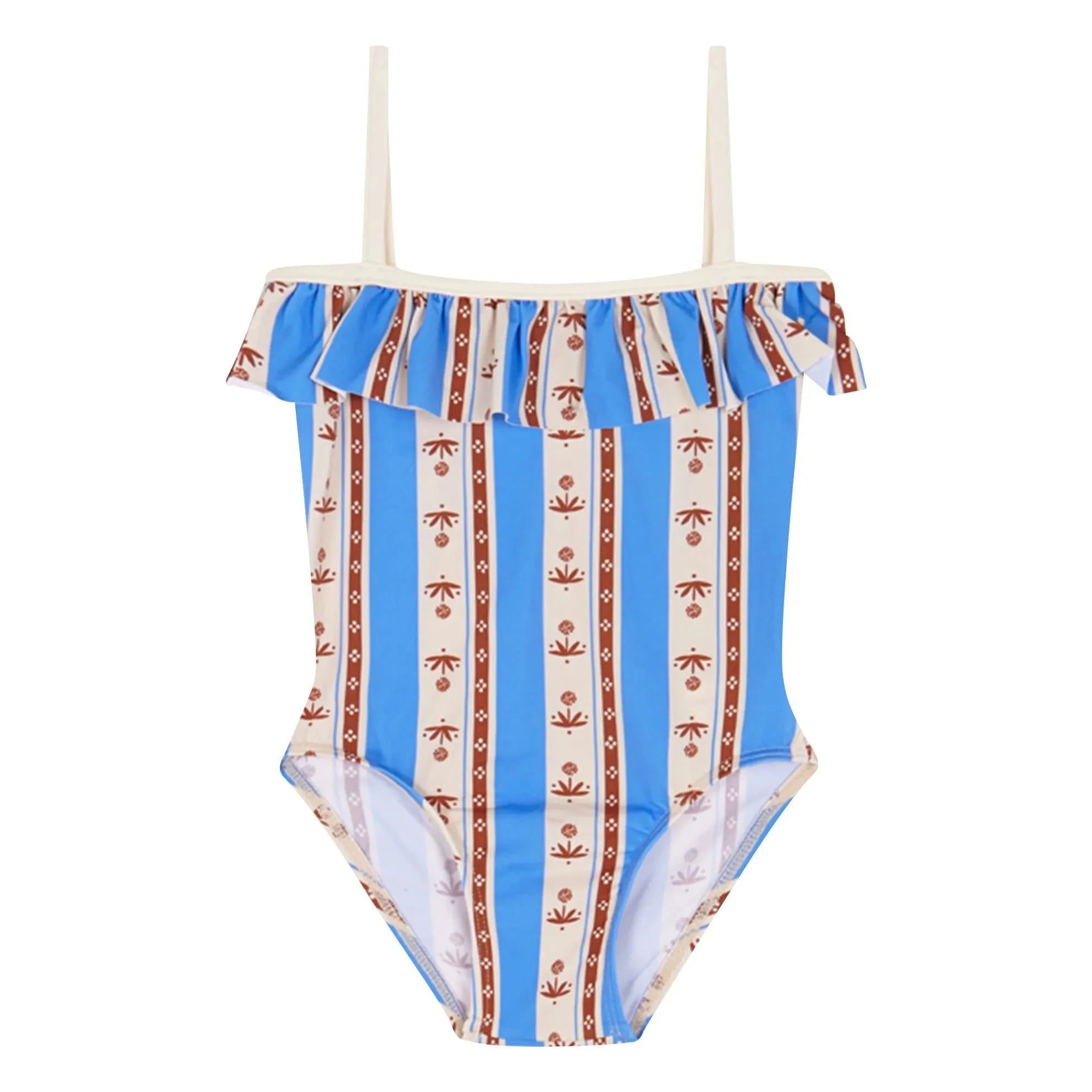 birinit - Sena Gestreifter Baby-Badeanzug | Azurblau