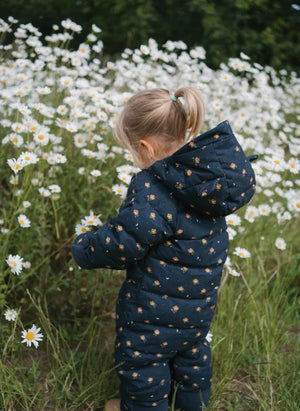 Töastie - Wasserfester, blumenbedruckter Cloud-Jacke | Dunkelblau