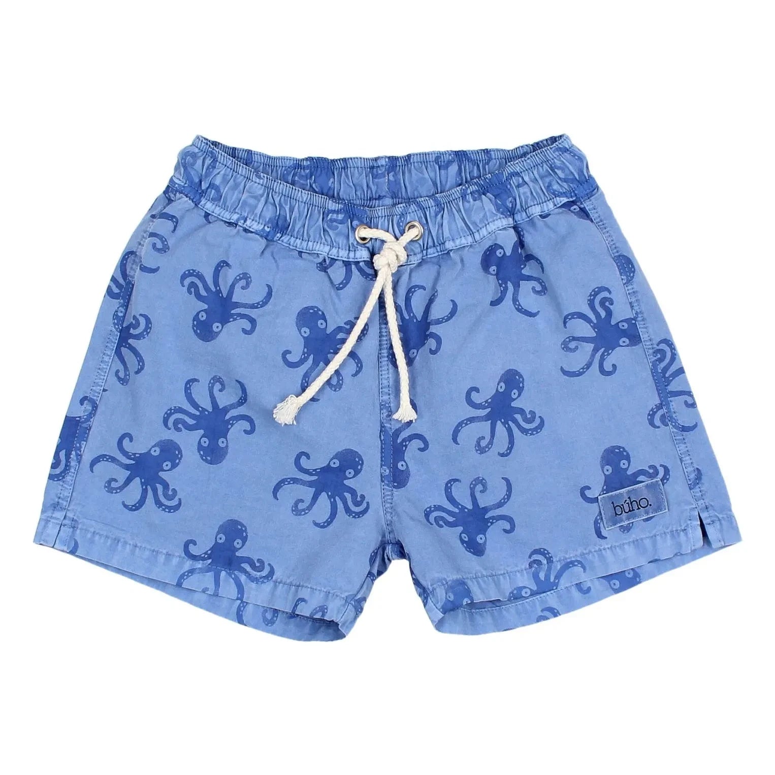 Búho - Badeshorts mit Krakenmuster Popeline Bio-Baumwolle | Blau