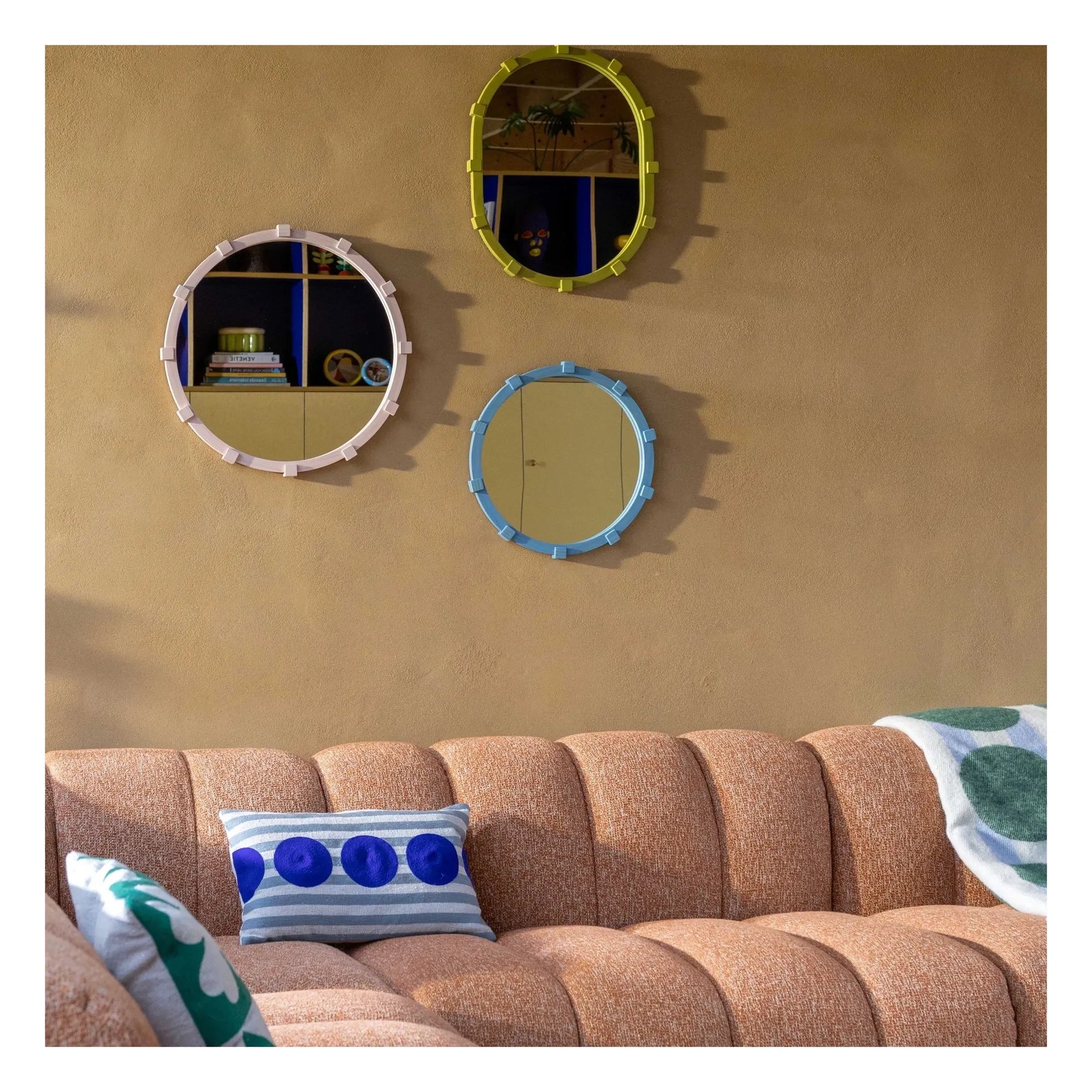 &Klevering - Chunk runder Spiegel | Blau