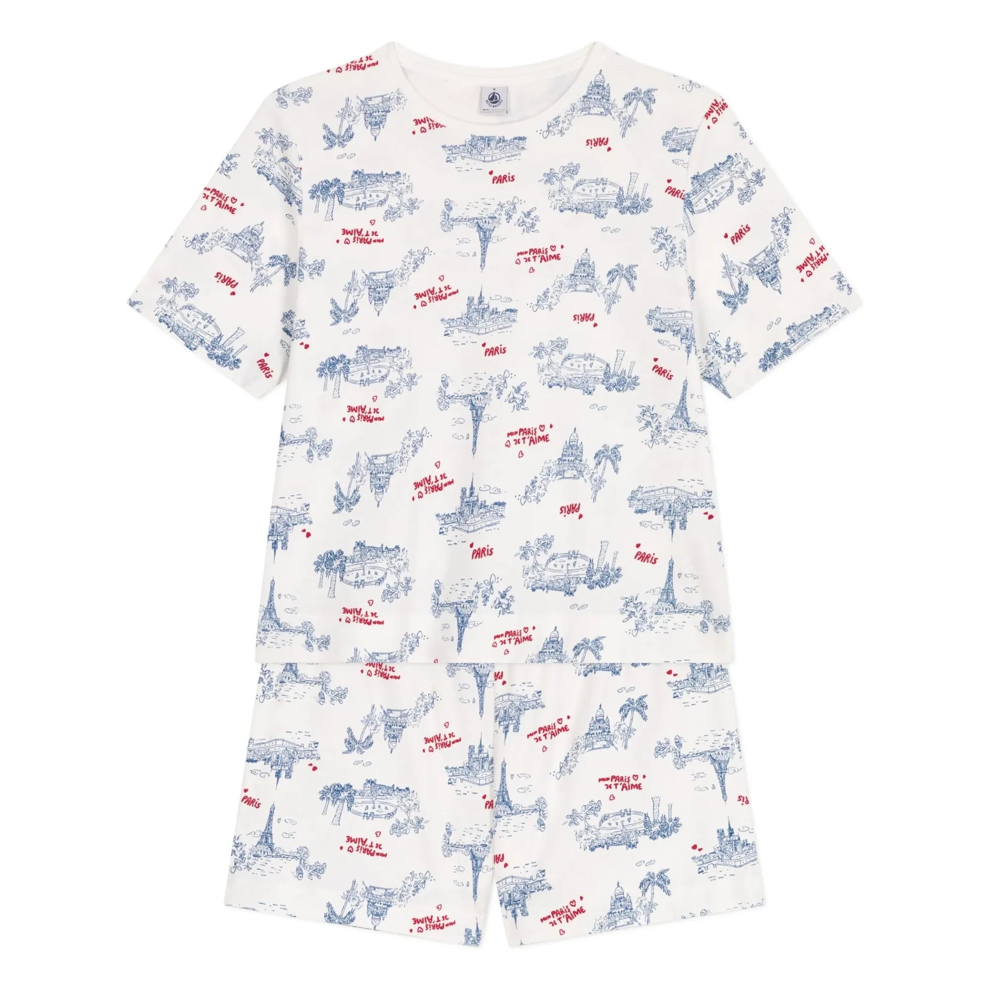 Petit Bateau – Schlafanzug-Shorts aus gerippter Bio-Baumwolle | Ecru