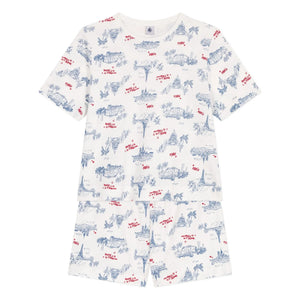 Petit Bateau – Schlafanzug-Shorts aus gerippter Bio-Baumwolle | Ecru