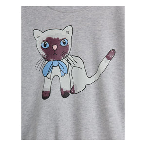 Mini Rodini – Sweatshirt aus Bio-Baumwolle mit Siamkatzen-Print | Graumeliert