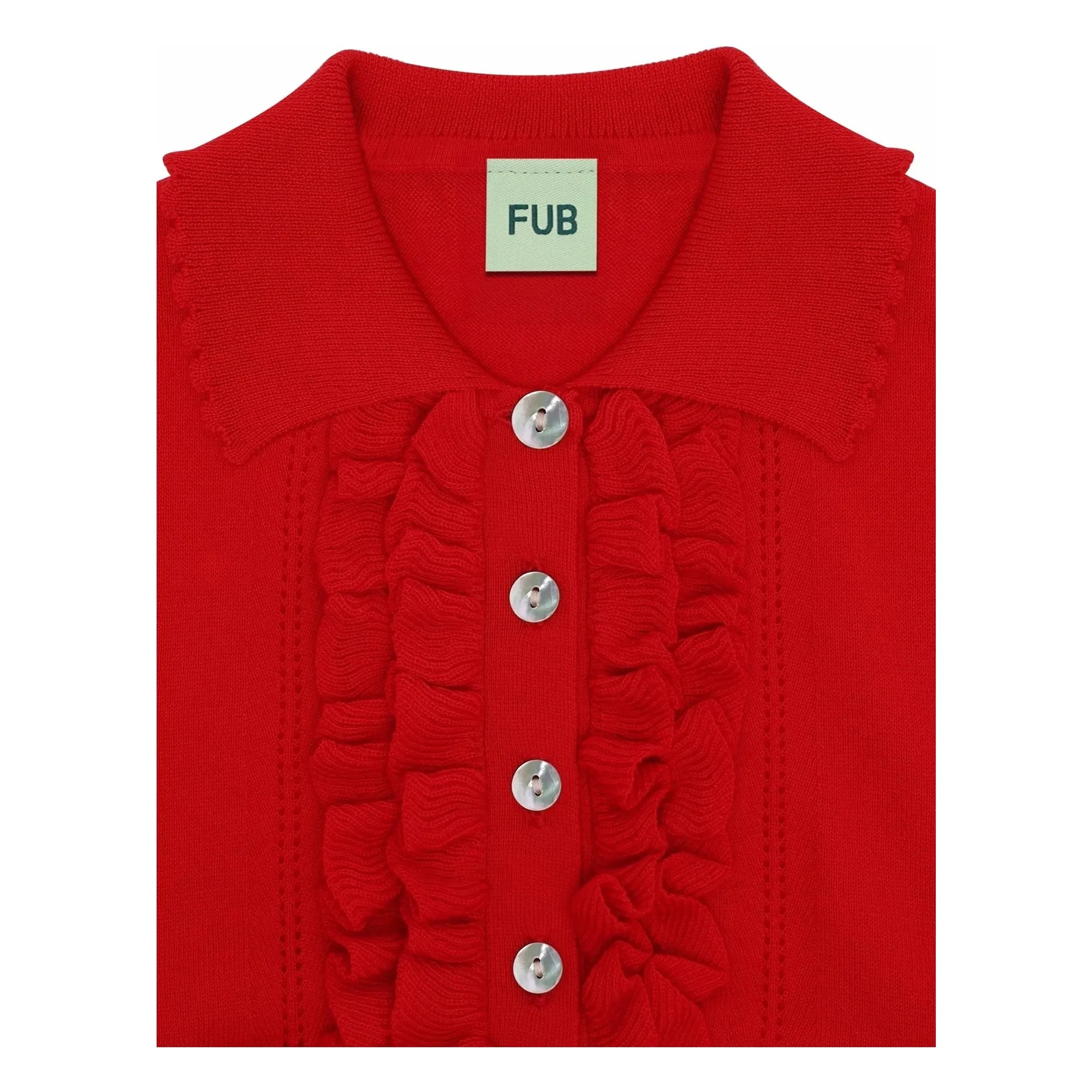 FUB - Poloshirt mit Volant Extra Fine Mesh Bio-Baumwolle | Rot